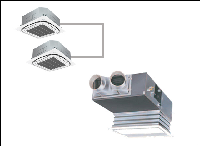 飲食店での施工実績_天井埋め込みカセット形ビルトイン形