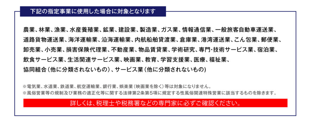 「中小企業等経営強化法に基づく税制措置」の対象業種に関する詳細情報