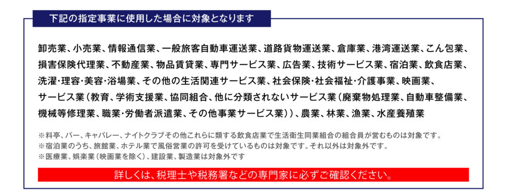 「商業・サービス業・農林水産業活性化税制」の対象業種に関する詳細情報