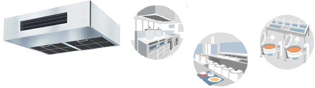 高温多湿や油の使用などの機械にとって過酷な環境にも強い厨房専用の業務用エアコン